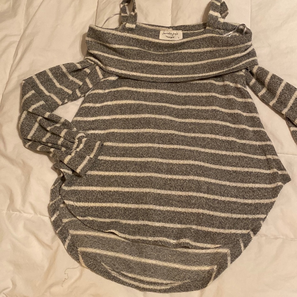 Gray and white stripe sweater